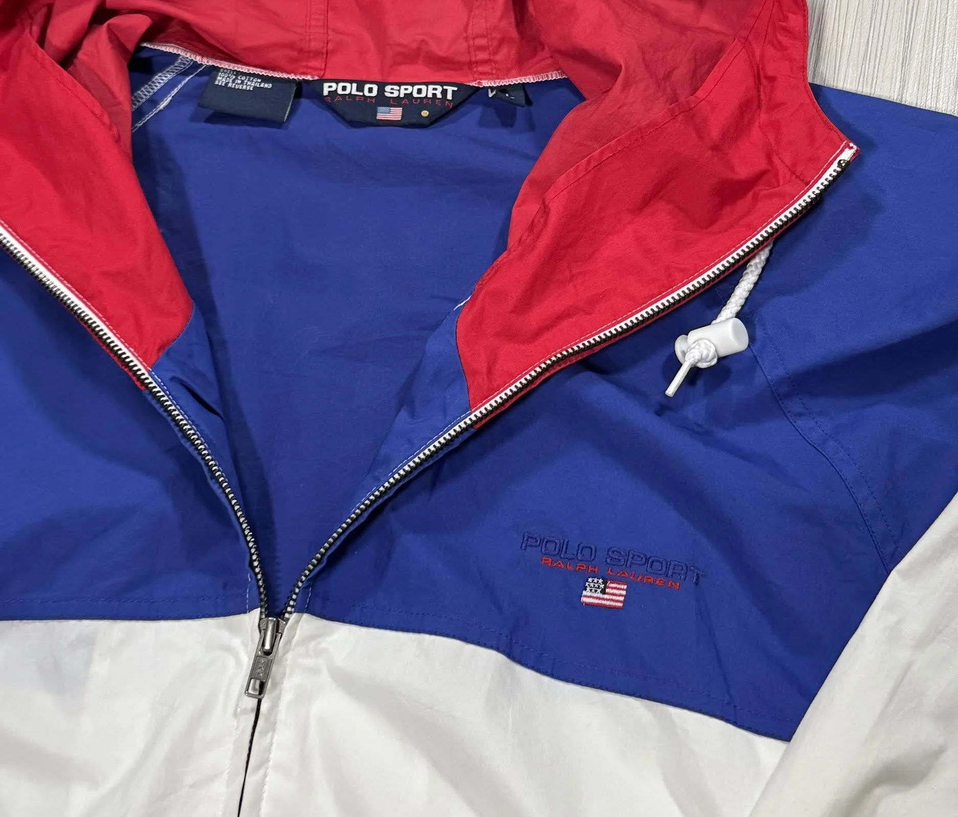 Vintage Polo Sport Ralph Lauren Red / White Blue Jacket (Size L